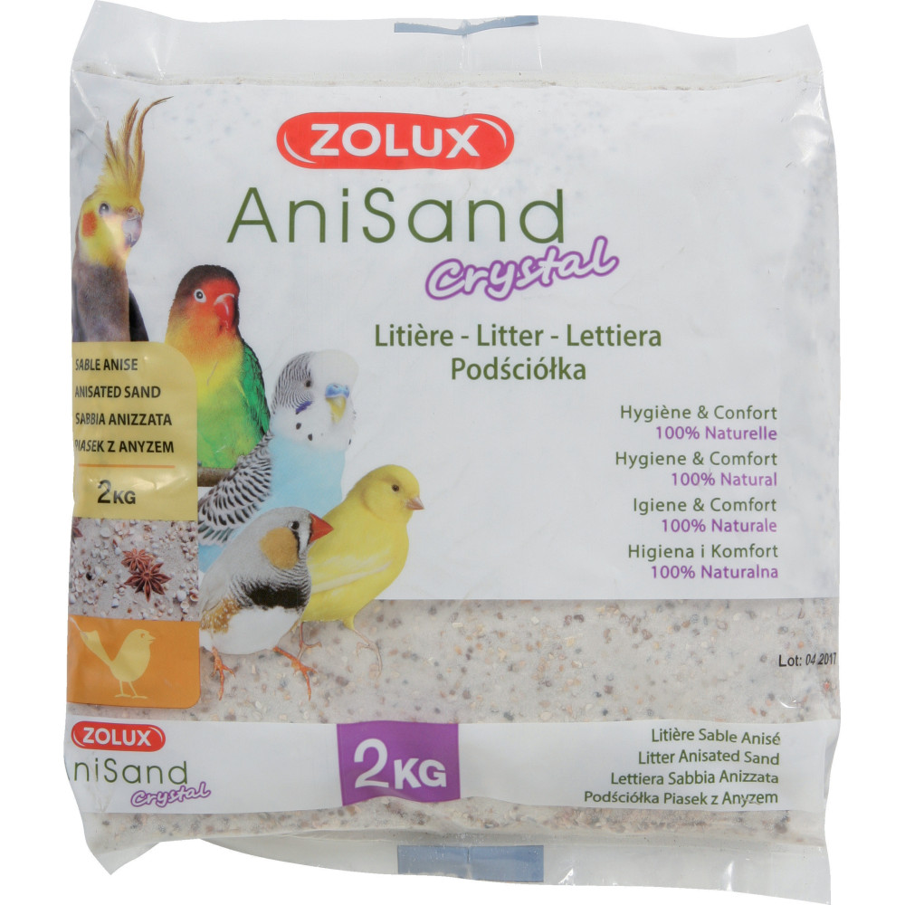 Zolux Sable Anisand crystal Litière 2 kg pour oiseaux Soin et hygiène