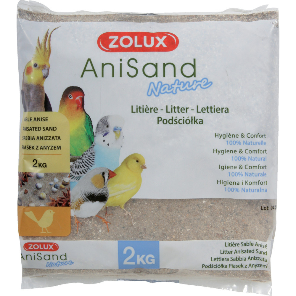 Zolux Sable Anisand nature Litière 2 kg pour oiseaux Soin et hygiène