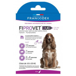 FR-170123 Francodex 4 pipetas antipulgas fiprovet duo para perros pequeños de 10 a 20 kg Pipetas para plaguicidas