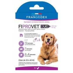 Francodex 4 pipettes anti puces fiprovet duo pour chien 20 a 40 kg Pipettes antiparasitaire