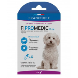 Francodex 4 Pipettes Fipromedic 67 mg antiparasitaire Pour Petits Chiens de 2 kg à 10 kg Pipettes antiparasitaire