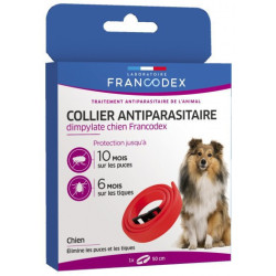 Francodex 1 Collana di controllo dei parassiti dimpilati 50 cm. Per cani. Colore rosso FR-172493 collare per disinfestazione