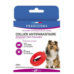 Francodex 1 Dimpylate Pest Control Necklace 50 cm. For Dogs. Red color pest control collar