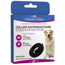 Francodex 1 collier antiparasitaire Dimpylate 70 cm. pour chiens. couleur noir collier antiparasitaire