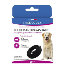 1 Dimpylate pestbestrijdingshalsband 70 cm. voor honden. kleur zwart Francodex FR-172495 halsband voor ongediertebestrijding