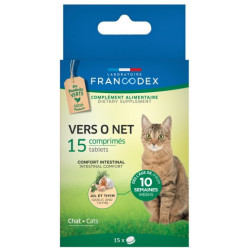 Francodex Antiparasitaire 15 comprimes Vers O Net pour chat Antiparasitaire chat