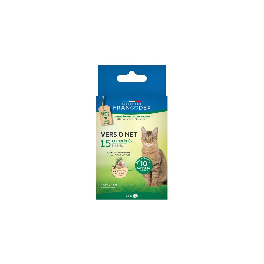 FR-170394 Francodex antiparasitario 15 comprimidos Vers O Net para el gato Control de plagas de gatos