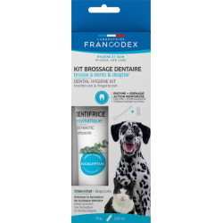 Francodex Kit brossage dentaire Pour Chiens et Chats 70 g Soins des dents pour chiens