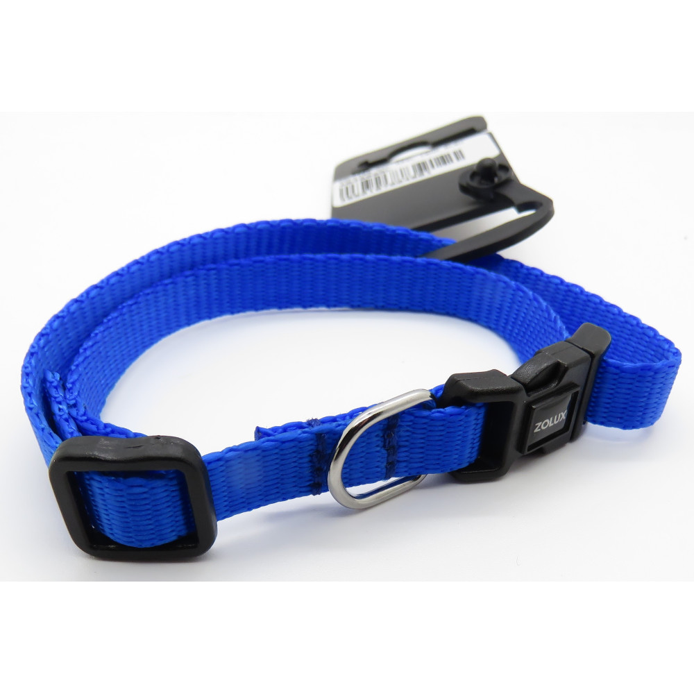 zolux nylon collar . size 25 - 35 cm . 10 mm . blue color . for dog. Nylon collar