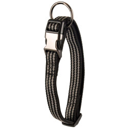 Jannu halsband zwart verstelbaar van 20 tot 35 cm 10 mm maat S voor honden Flamingo FL-516910 Nylon kraag