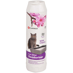 Flamingo Pet Products Deodorizer for litter box. Wild cherry fragrance. 750 g. bottle for cats. Litter deodorizer