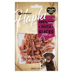 Flamingo Pet Products Friandise tranche de canard Hapki BBQ pour chien 85 g sans gluten Friandise chien