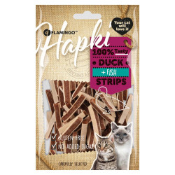 Flamingo Pet Products Candy slices of duck and cod. Hapki BBQ. for cats . 85 g. gluten free. Cat treats
