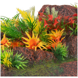 Decoratie Radha hoek. rots + plant. 27.5 x 27,5 x 10 cm. aquarium. Flamingo Pet Products FL-410355 Roché pierre