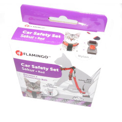 Flamingo Auto Sicherheitsgeschirr + Leine Rot 15 mm für Katzen FL-1032089 Hebegurt