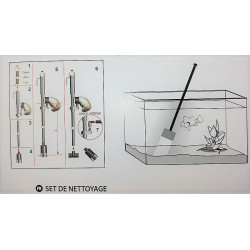 zolux Kit de nettoyage aquarium aspirateur + racloir + épuisette Entretien, nettoyage aquarium