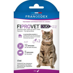 Francodex 2 pipettes anti puces pour chat - fiprovet duo 50 mg Antiparasitaire chat