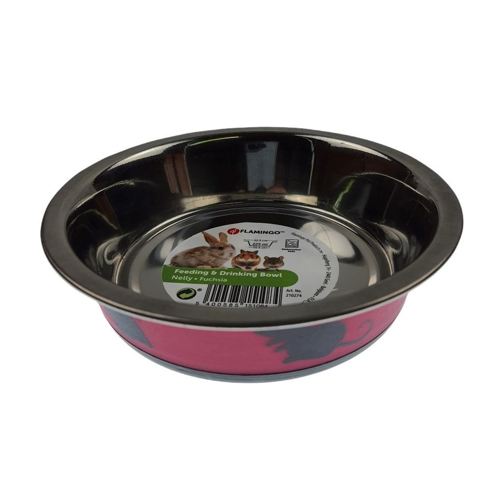 Flamingo Nelly bowl. size ø12.3 cm, 225 ml. colour fuchsia. for rodents. Bowls, dispensers