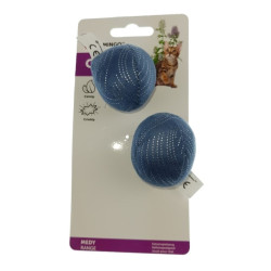 Medy blauw 2 ballenspeeltje. afmeting ø 5 cm. voor katten. Flamingo FL-561165 Spelletjes met kattenkruid, Valeriaan, Matatabi