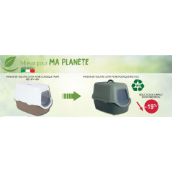 Stefanplast Maison de toilette Cathy filtre en plastique recyclé vert 38.5 x 56 x 40 cm pour chat. Maison de toilette
