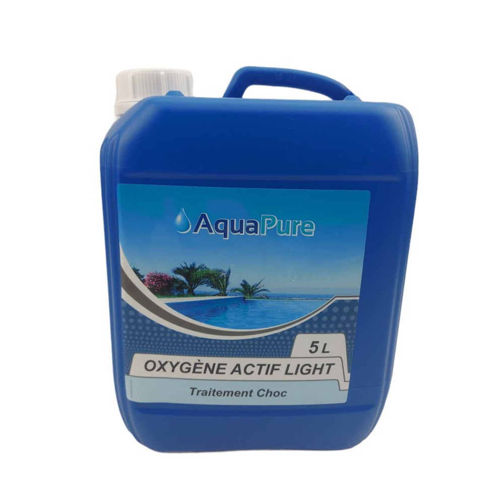 INFODESCA Oxygène actif light liquide 5 Litres, AQUAPURE pour votre piscine. moins de 12 pourcent Oxygène actif