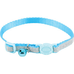Coleira em nylon SHINY ajustável de 17 a 30 cm. azul . para gato. ZO-520022BLE Colar