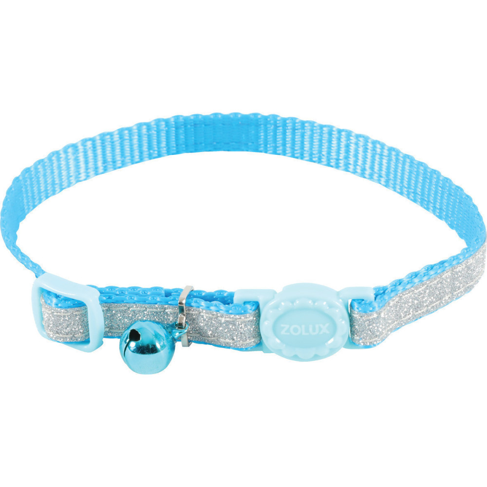 zolux SHINY nylon collar adjustable from 17 to 30 cm. blue . for cat. Necklace