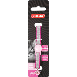 zolux Collier SHINY nylon réglable de 17 à 30 cm rose pour chat Collier