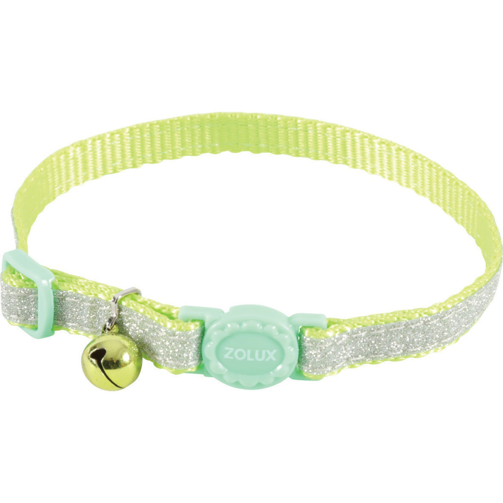 SHINY nylon halsband verstelbaar van 17 tot 30 cm. groen . voor kat. zolux ZO-520022VER Halsketting