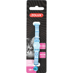 zolux Collier ETHNIC nylon réglable de 17 à 30 cm bleu pour chat. Collier