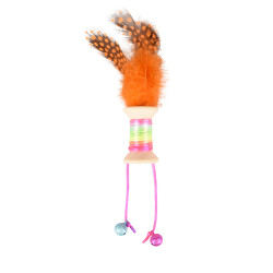Flamingo Pet Products Jouet 1 bobine en bois avec plume, grelot 18 x 3 cm. jouet pour chat. couleur aléatoire. Jeux avec catn...