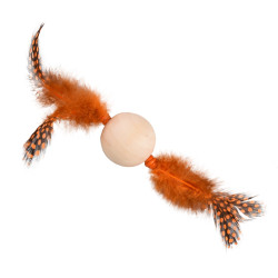 Flamingo Pet Products Jouet 1 Balle en bois avec plume 13 x 4 cm jouet pour chat couleur aléatoire. Jeux