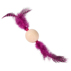 Flamingo Pet Products Giocattolo 1 Palla di legno con piuma. 13 x 4 cm. giocattolo per gatti. colore casuale. FL-561066 Giochi