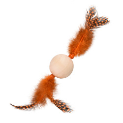 Flamingo Toy 1 Wooden ball with feather. 13 x 4 cm. cat toy. random color. Games