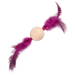 Zabawka 1 Drewniana piłka z piórkiem. 13 x 4 cm. zabawka dla kota. kolor losowy. FL-561066 Flamingo Pet Products
