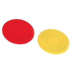 Flamingo Pet Products 2 Latex Frisbee. ø13 cm. toy for dogs. yellow and red color. Frisbees pour chien