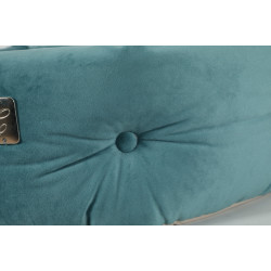 zolux Chesterfield Chambord peacock green cushion. 50 cm. for cats. cat cushion and basket