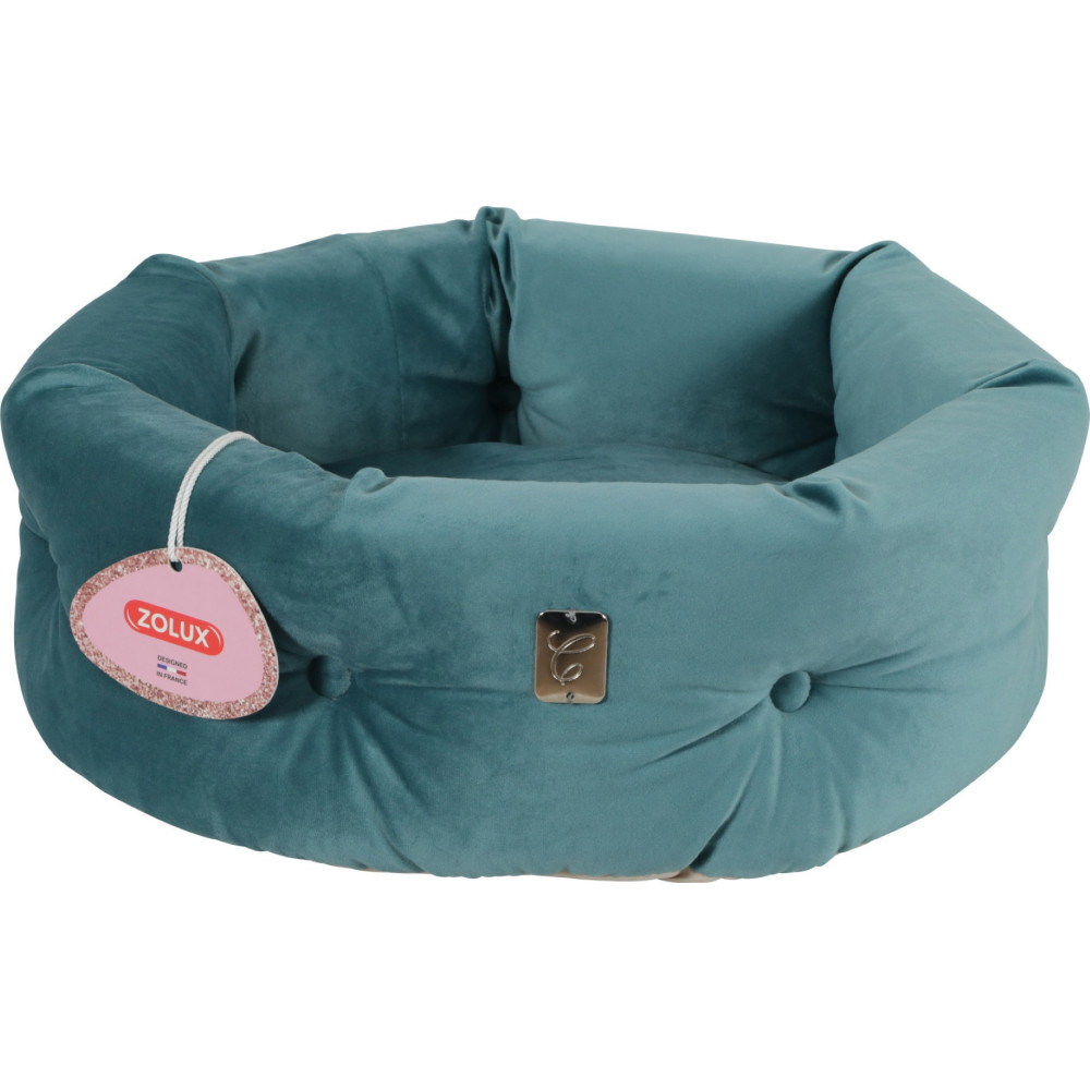 zolux Chesterfield Chambord Peacock Green. ø 41 cm. for cats. cat cushion and basket