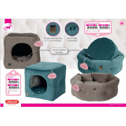 zolux Cube Chesterfield Chambord Vert Paon 35 cm pour chats Igloo chat