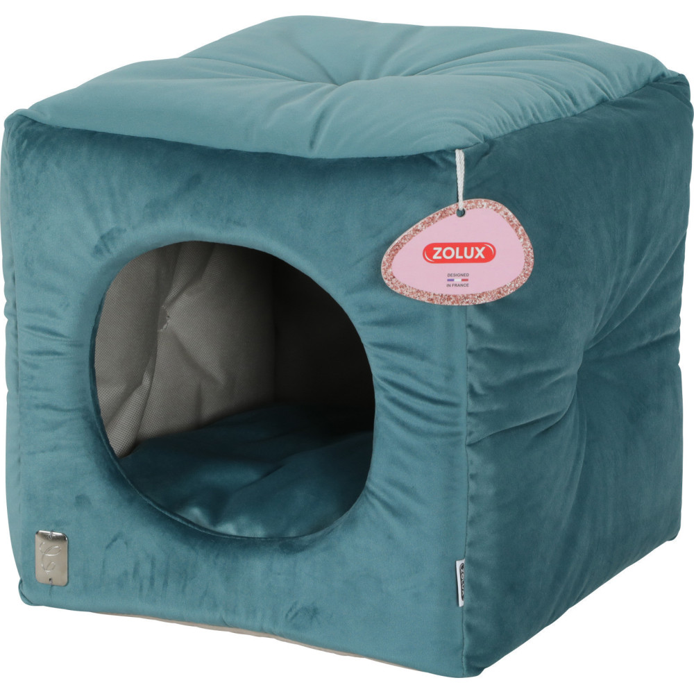 zolux Chesterfield Cube Chambord Peacock Green. 35 cm. for cats. Igloo cat
