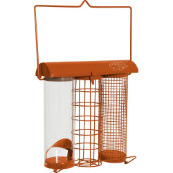 ZO-170503 zolux Alimentador de trío naranja. 20 x 9 x altura 22,5 cm . para las aves Comederos para aves de exterior