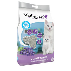 Vadigran Lettiera per gatti CLUMP WHITE. 10 kg - 12 litri. Profumo di lavanda VA-14015 Cucciolata