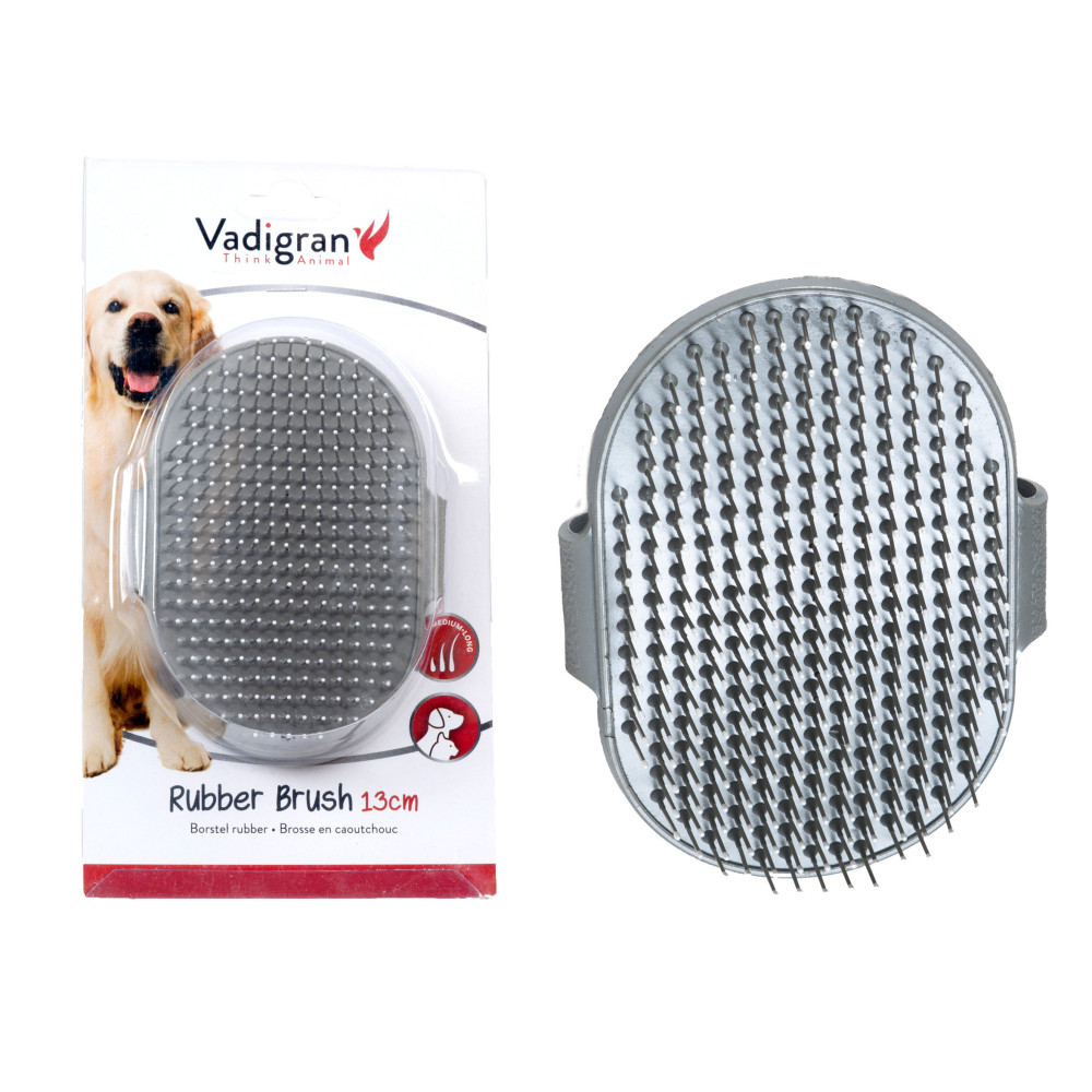 Vadigran Rubber brush with adjustable spike, grey, 13 cm. for dogs and cats. Brush