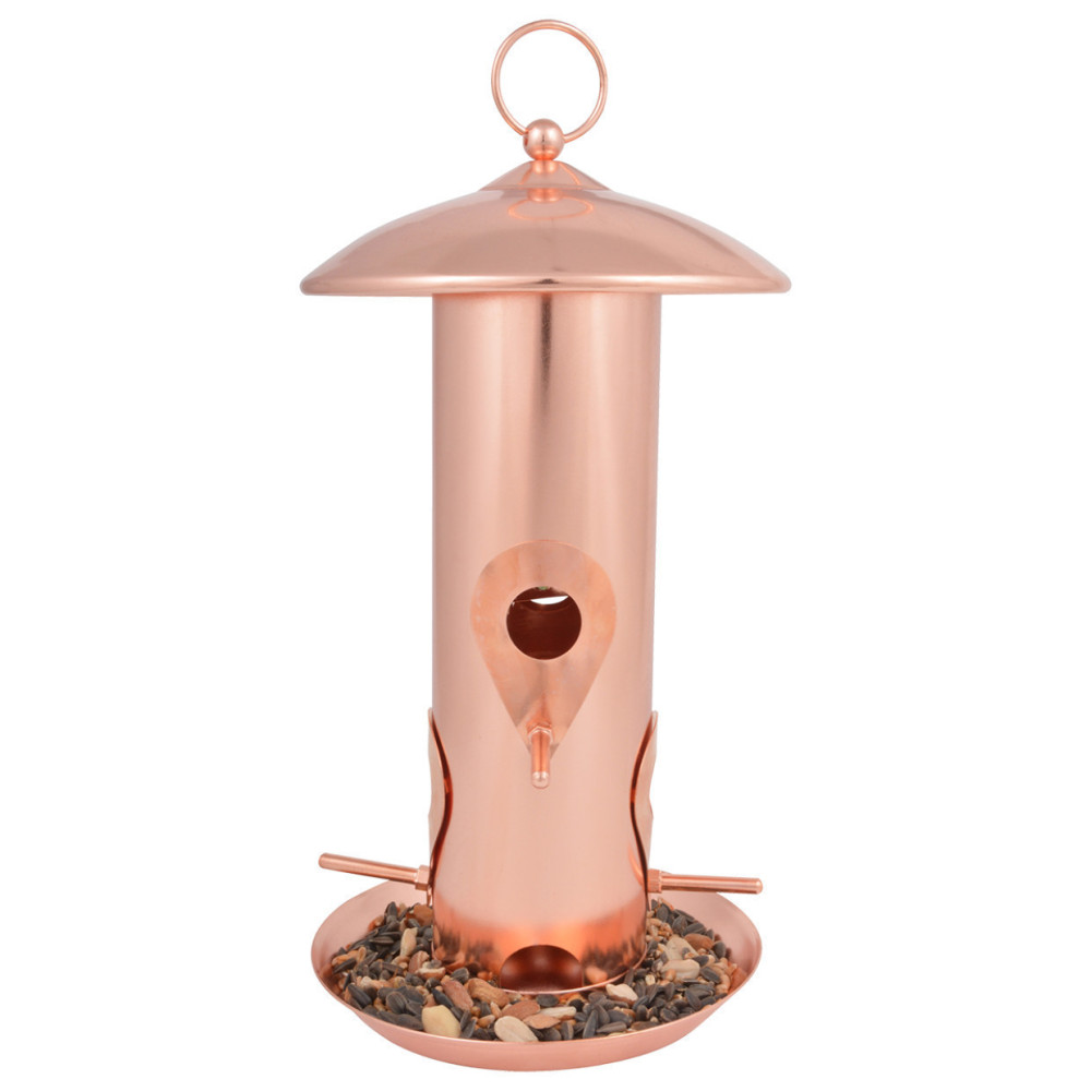 Esschert Design Copper plated seed feeder. Height 30.5 cm. for birds. Seed feeder