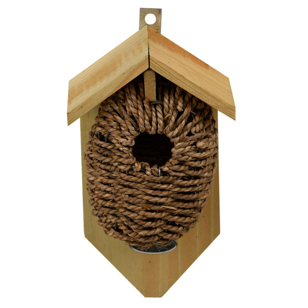 Esschert Design Sea rush pocket nesting box, hole ø 35mm. for wren birds. Birdhouse