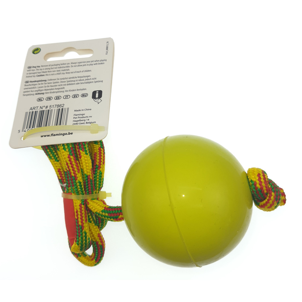 Flamingo Ball with rope. green . 58 cm. for dog Dog Balls