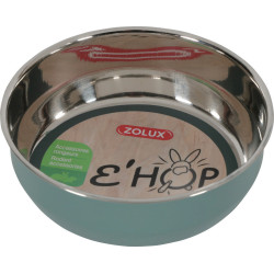 Taça de aço inoxidável EHOP . 400 ml . verde . para roedores. ZO-205147 Taças, dispensadores