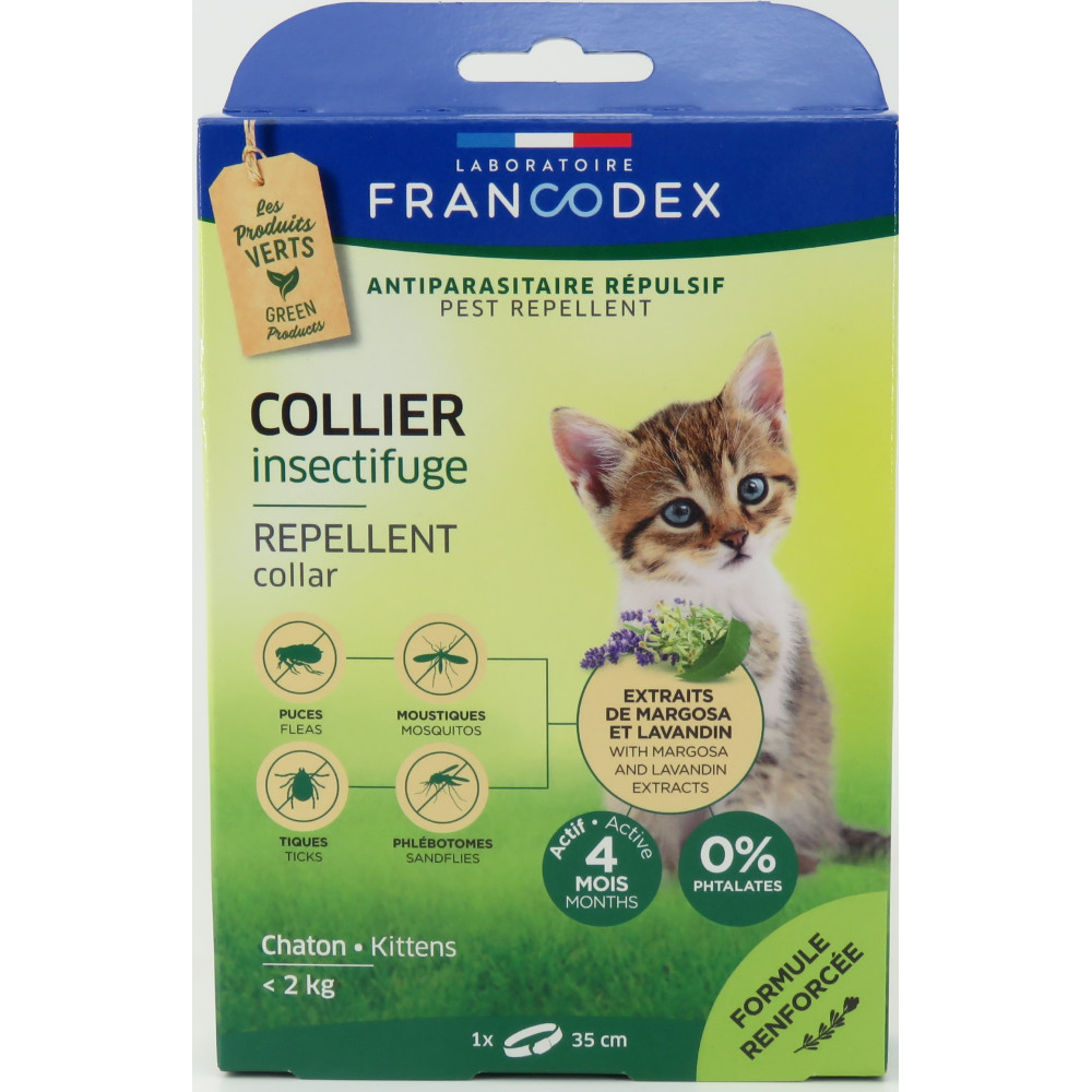 Francodex Collare repellente per gattini sotto i 2 kg. lunghezza 35 cm. FR-175200 Disinfestazione dei gatti