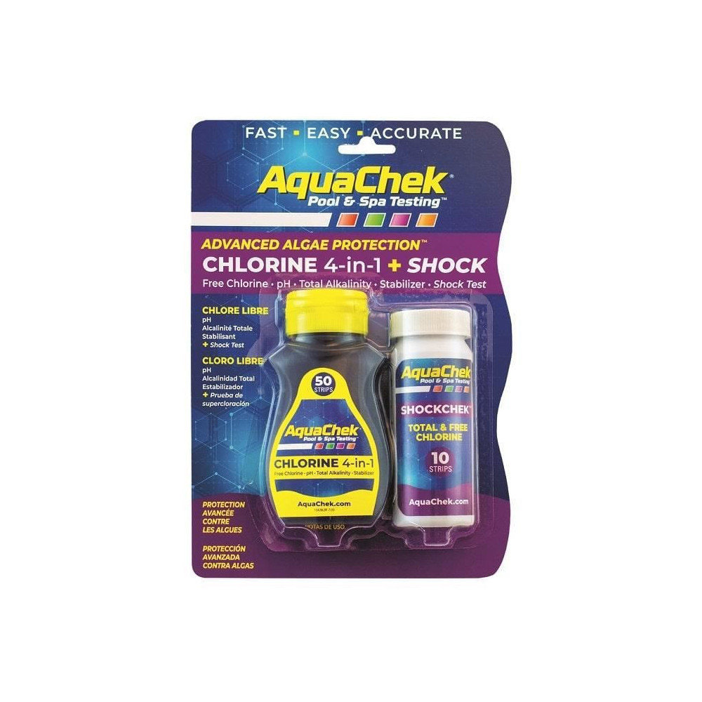 Cloro aquachek 4 em 1 para teste de choque AQC-470-5016 Análise da piscina