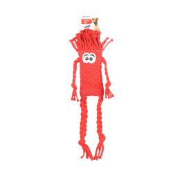 FL-521054 Flamingo Juguete de cuerda trenzada de albahaca, rojo. 48 cm. Juguete para perros. Juegos de cuerdas para perros